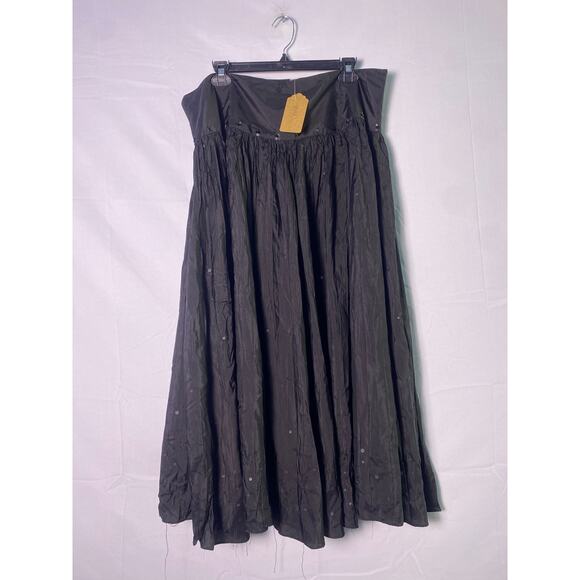 Laura Ashley Black Silk Sequin Skirt Pleated Women's Size 18 - Picture 1 of 3